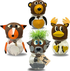 Bada Bing Graskopf Juego de 4 piezas incl. Wasserbehälter Waldtiere DIY Tiere – Rasenkopf Tierkopf mit Rasensamen – Experiment für Kinder – Spaß mit Lerneffekt – Geschenk Mitbringsel Kindergeburtstag Mitgebsel