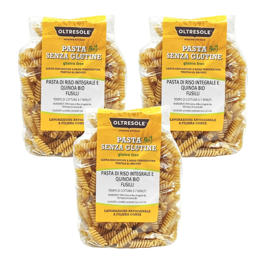 - Bio-Reis- und Quinoa-Pasta sin gluten, Fusilli-Format - glutenfree Pasta mit Vollkornreismehl und weisser Quinoa aus biologischem Anbau, vegan, Packung mit 3 Packungen à 350 g