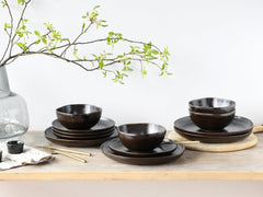 CreaTable, 21249, seria Natura Organic RUSTY, set de veselă cu 12 piese pentru 4 persoane, set de farfurii din gresie, potrivit pentru mașina de spălat vase și cuptorul cu microunde, fabricat în Europa