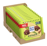 Ritter Sport Pistachio, chocolate con leche con finos trozos de pistacho, un clásico del chocolate, perfecto para picar y disfrutar, una idea genial para regalar, 12 barritas x 100g