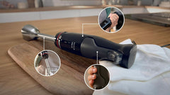 Bosch Batidora de pie Ergomaster Serie 4, 1000 Watt, Edelstahl-Mixstab, Zerkleinerer, Mix-/Messbecher, Schwarz Kitchen Naty Shop