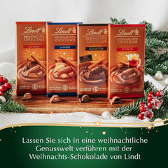 Barra de chocolate con almendras navideñas Lindt | 100 gramos | Almendras en crema de nueces recubiertas del más fino chocolate con leche | regalo de chocolate de navidad