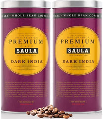 Cafea boabe Saula, 2 cutii a câte 500 gr. Premium Dark India 100% Arabica