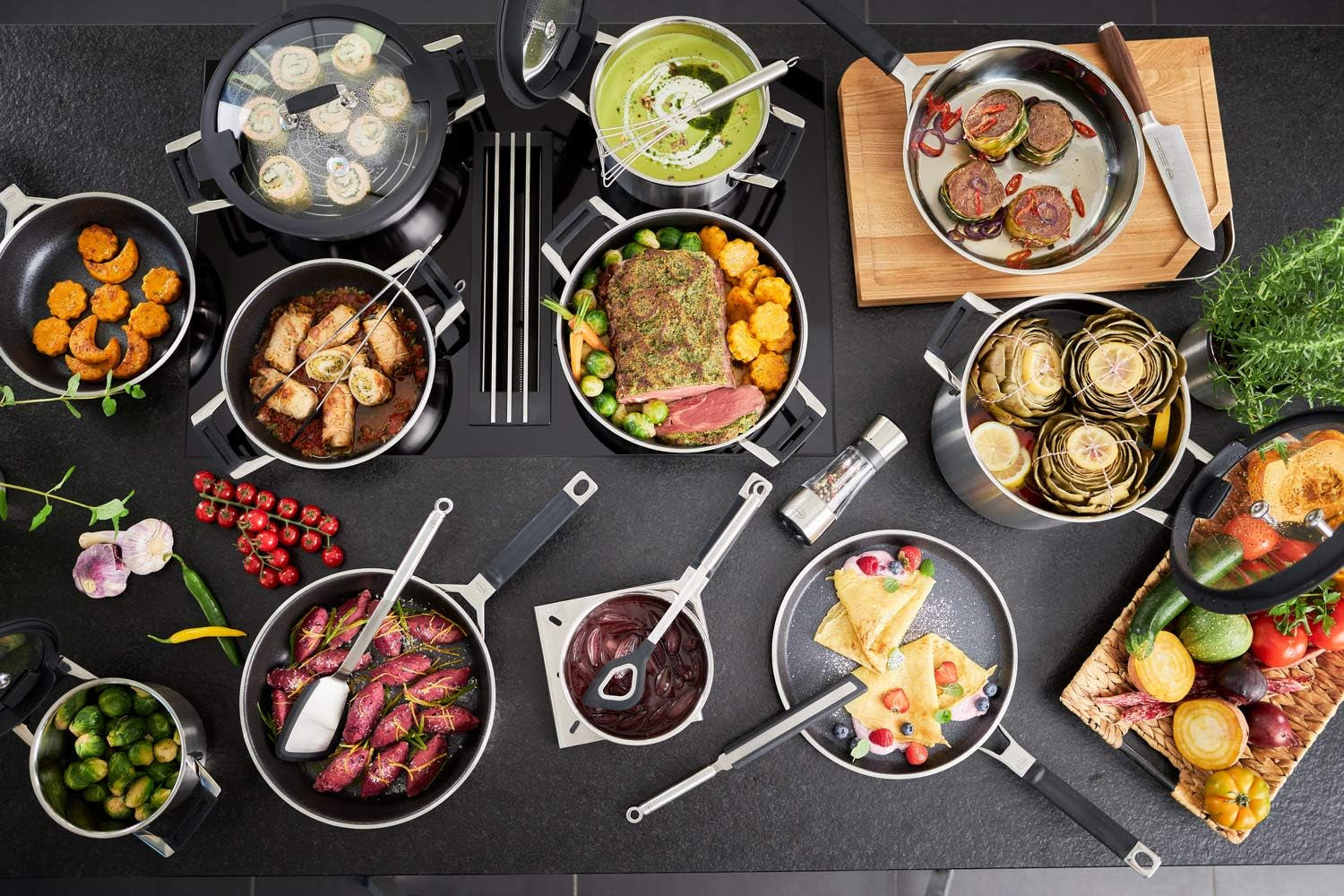 Tigaie pentru clătite RÖSLE SILENCE PRO, strat antiaderent premium rezistent la zgârieturi Proresist, oțel inoxidabil 18/10, potrivită pentru inducție Oale si Tigai Naty Shop