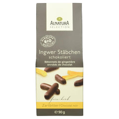 Selección barritas de jengibre cubiertas de chocolate ecológico, 90g