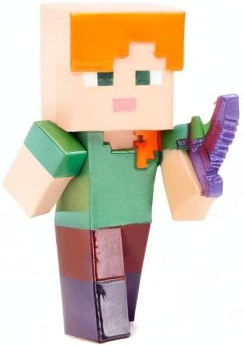 Jada Toys Minecraft Figure Set (4 bucăți) Fabricat din metal - Minecraft Caves & Cliffs Personaje de colecție (Steve, Alex, Creeper și Warden) Pentru gameri și colecționari de peste 8 ani, 6 cm fiecare Action figures Naty Shop
