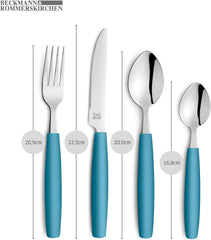 Beckmann & Rommerskirchen 2515 VALOA Besteck Set 4 personas | 16-Teilig | Petróleo | Spülmaschinenfest | Hochglanzpoliert | Essbesteck: 4X Messer, Gabel, Esslöffel, Kaffeelöffel Cocina Naty Shop
