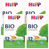 Lapte de creștere organic HiPP (4 x 600g), după 12 luni, cu calciu, fier, vitamina C și D, pentru copiii mici în creștere, de cea mai bună calitate organică