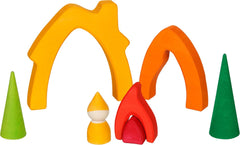 Goki 58427 - Casa enana - Goki Evolution - Fabricada en madera de arce de gran calidad - 7 piezas - Pinturas al agua de colores - Hecho en Europa Casas de Muñecas Naty Shop