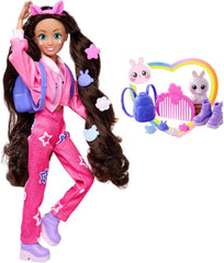 Simba 105953975 - Păpușă Kawaii Hi Dress-Up Lucy (26 cm) - Păpușă la modă articulată pentru coafat, Păpușă cu păr lung, iepure și accesorii, jucărie pentru copii de 4 ani și peste