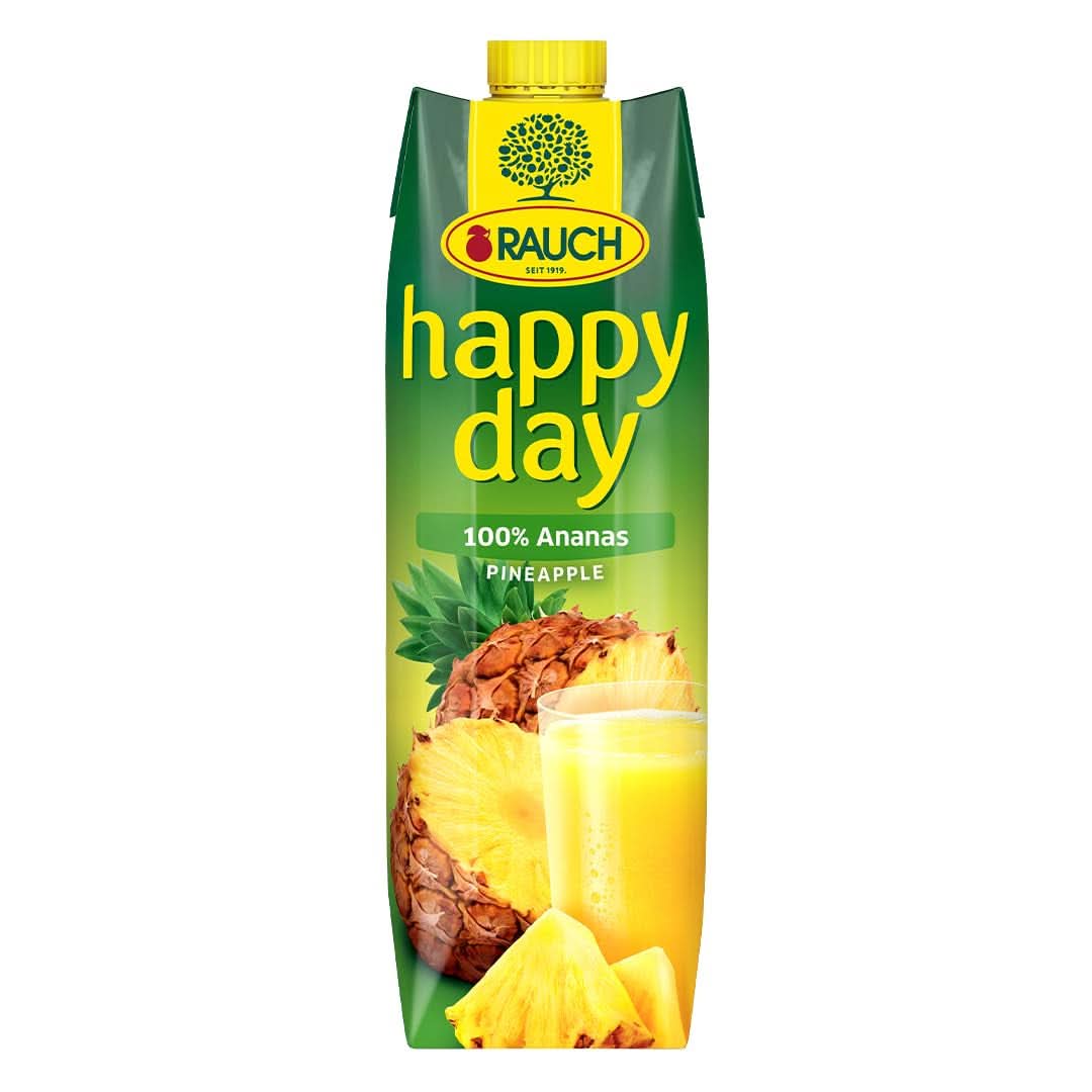 Rauch Happy Day Ananas | Explozie de arome tropicale | Fabricat din 100% suc concentrat de ananas | 6 x 1 litru,Tetra Prisma Bauturi fara alcool Naty Shop