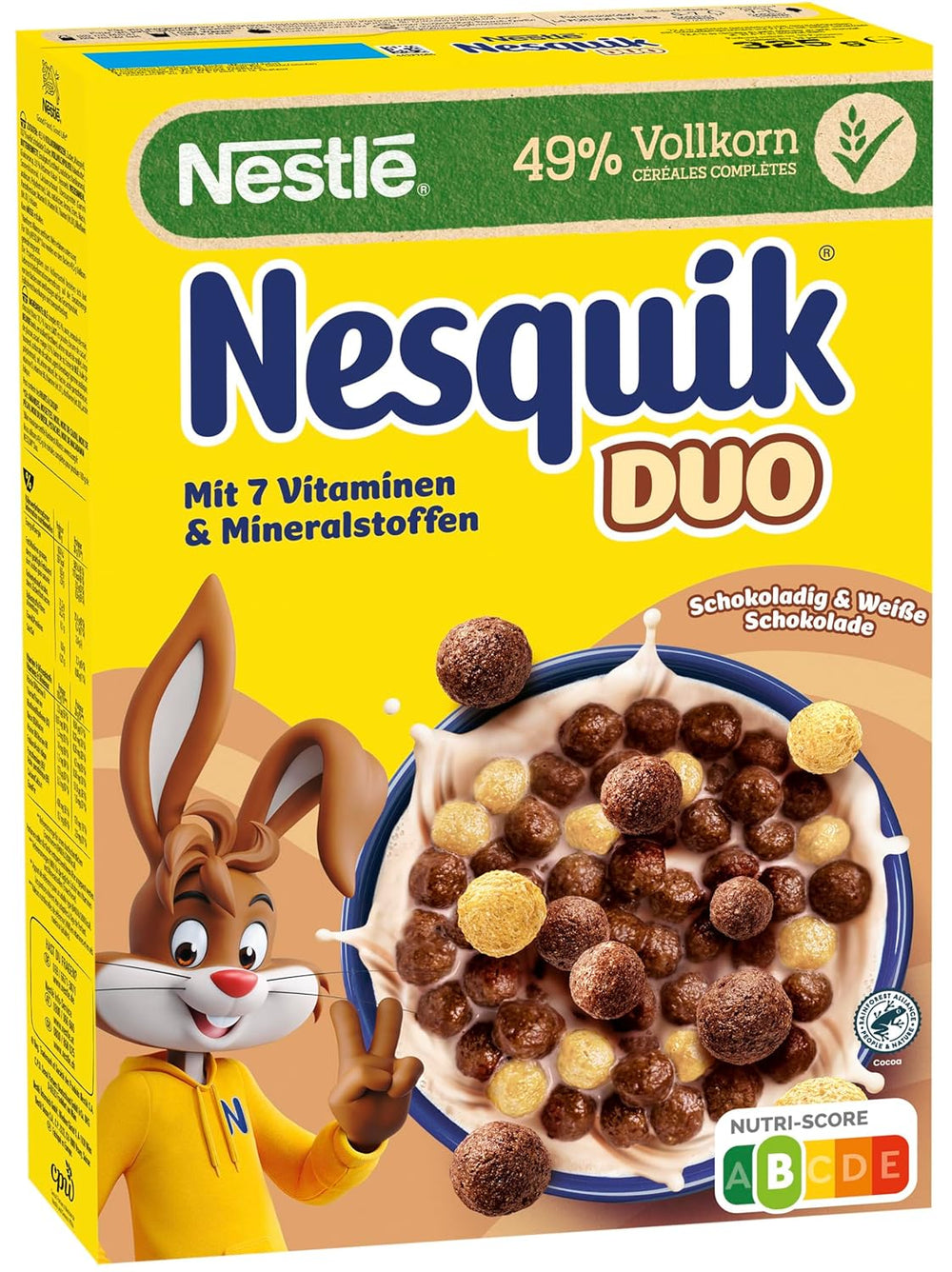 Cereal Dúo NESTLÉ, Cereal de Chocolate Marrón y Blanco y Cereal Integral (1 x 325g)