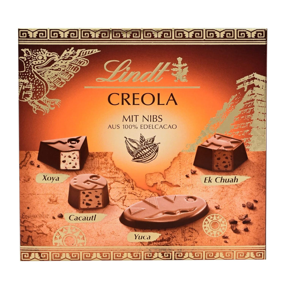 Chocolate Lindt | Caja de praliné criollo | 100g | 9 bombones en 4 deliciosos surtidos, elaborados 100% con cacao fino, sin alcohol | Set de regalo de chocolates