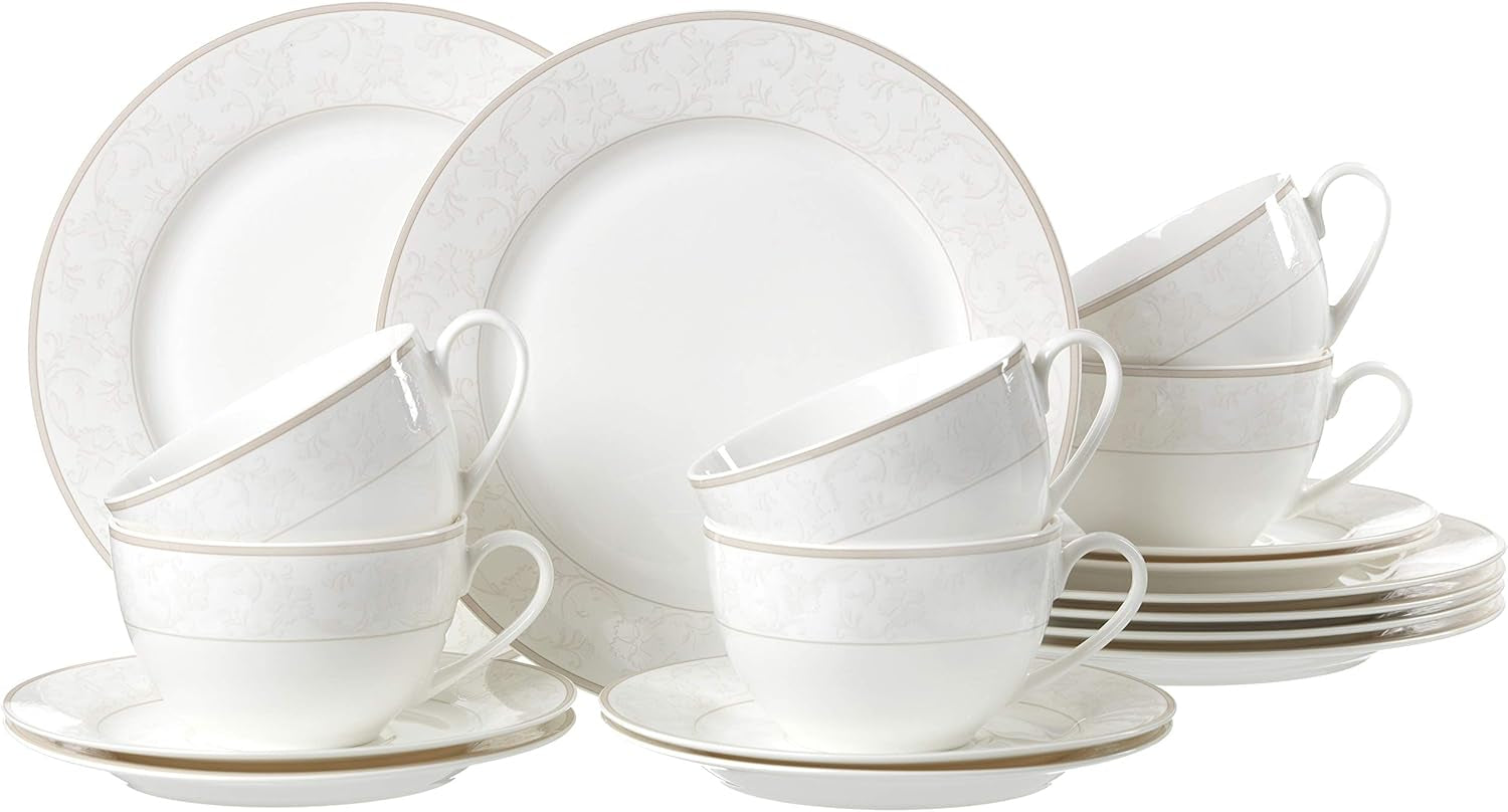 Ritzenhoff & Breker Kaffeeservice Isabella, 18-Teilig, Fine-China-Porzellangeschirr, Weiß Mit Ornamenten, 37 X 26 X 25 Cm Seturi vesela masa Naty Shop Kaffeeservice