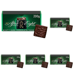 NESTLÉ AFTER EIGHT Cuadritos finos de chocolate amargo con relleno de crema de menta para conocedores Paquete de 5 (1 x 200 g)
