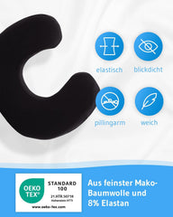 Față de pernă neagră, pachet dublu, perfectă pentru pernele de gât ANDAR, bumbac maco (jersey dublu), fără călcare și uscare cu tambur, set de 2 fețe de pernă cu fermoar, certificat Oeko-Tex Perne ortopedice cervicale Naty Shop