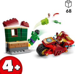 LEGO Marvel Iron Man con Bicicleta y Hulk, Juguete de Construcción de Superhéroe para Niños, Set de Colección con Bicicleta y Minifiguras, Regalo para Niñas y Niños de 4 Años 76287 Juegos de Construcción Besuche den LEGO-Store