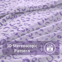 FY FIBER HOUSE flanel fleece throw, pătură din microfibră cu imprimare 3D ghepard, 228 X 274 cm, violet Plapumi si pilote Naty Shop