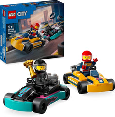 LEGO City Go-Karts con conductores, juego de 2 minifiguras de conductores y autos de carreras, autos de juguete para niños y niñas de 5 años, regalo divertido para niños 60400 Juegos de construcción Besuche den LEGO-Store Single
