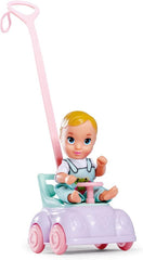 Simba 105733585 - Steffi Love Baby Car, Ankleidepuppe mit Kind, Laufauto, función 2 en 1, mit Handtasche und Babyzubehör, 12 Teile, 29cm Puppe, ab 3 Jahren