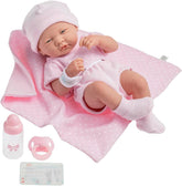 JC Toys- La Newborn Newborn Doll 38 cm is Made of Soft Vinyl, with Knitted Clothes and Accessories, Girl, pink, Designed in Spain by Berenguer, +2 Years Old