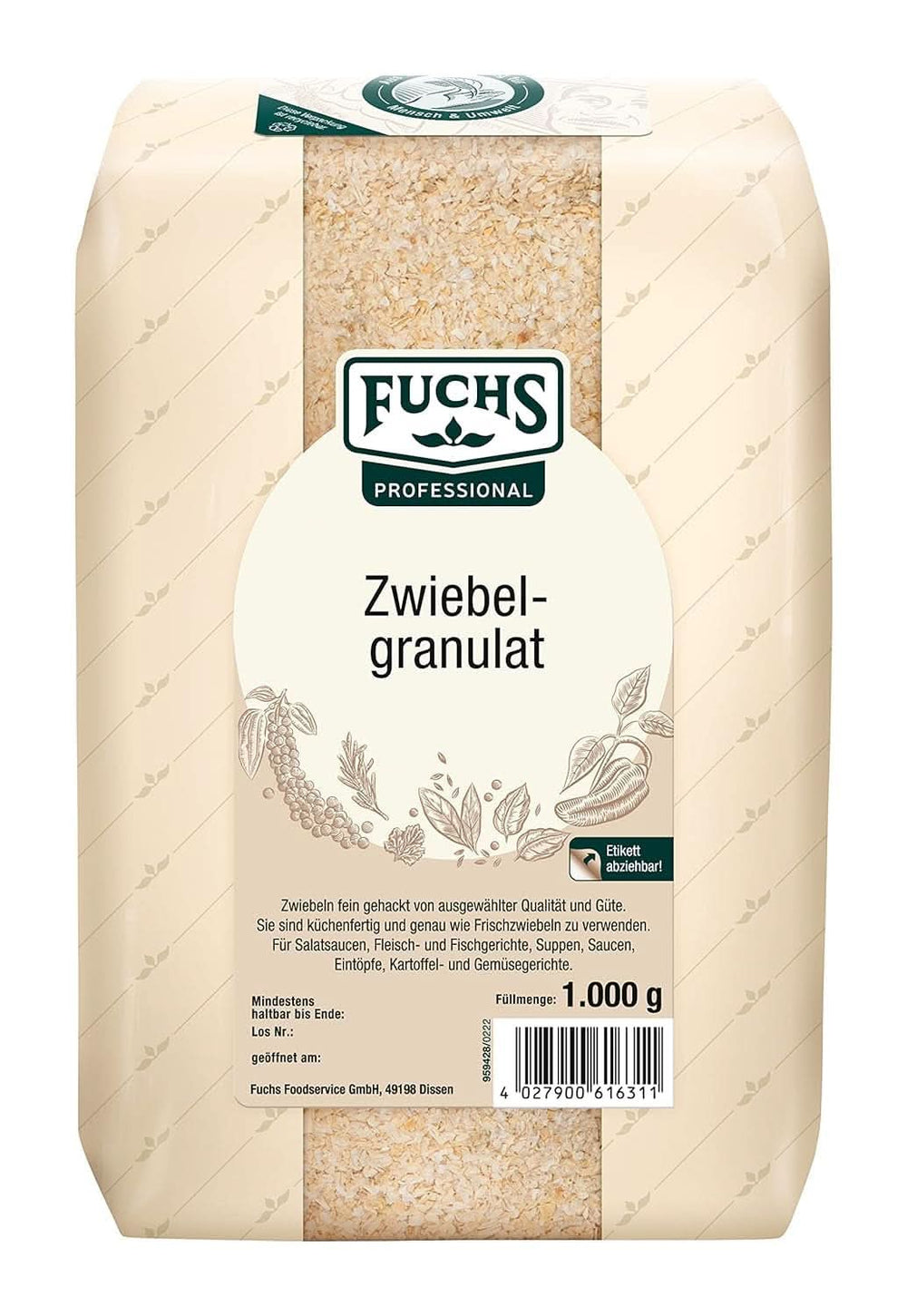Fuchs Professional cebolla granulada, 1 Kg Especias Naty Shop