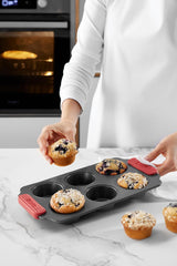 Lékué Muffin-Backform, Antihaftbeschichte, Metall, 6 moldes y bandejas Mulden Naty Shop