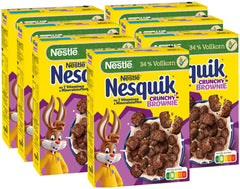 Nestlé NESQUIK Crunchy Brownie, cereal de desayuno crujiente con chispas de chocolate y una forma innovadora para un toque extra crujiente, paquete de 7 (7 x 300 g)