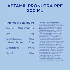 Aptamil Pronutra Pre - Fórmula infantil desde el nacimiento - Con aceites vegetales, sin aceite de palma - 6 x 4 x 200 ml (4800 ml)