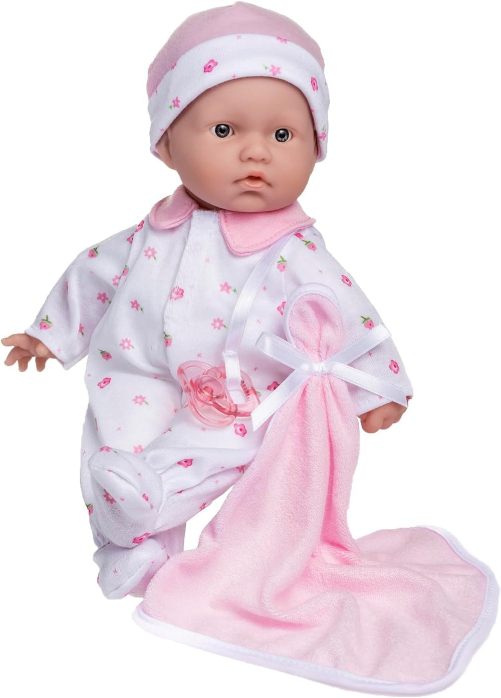JC Toys La Baby Juego de muñecas bebé caucásica - Muñeca suave lavable de 28 cm Conjunto desmontable rosa con gorro, manta y chupete para 12 meses en adelante Naty Shop Dolls Pink Single