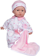 JC Toys La Baby Juego de muñecas bebé caucásica - Muñeca suave lavable de 28 cm Conjunto desmontable rosa con gorro, manta y chupete para 12 meses en adelante Naty Shop Dolls Pink Single
