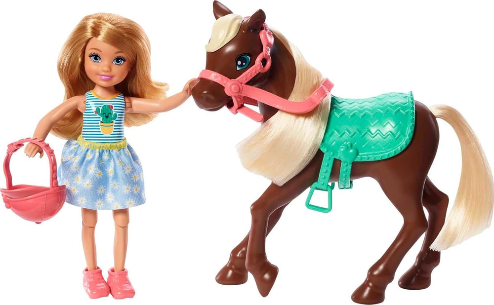 Barbie GHV78 - Set de joacă Club Chelsea cu păpușă și cal, aprox. 15 cm, blondă, cu haine și accesorii, cadou de jucărie pentru copii cu vârsta între 3 și 7 ani