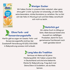 Alete Conscious Baby Biscuits 8 meses+ Galletas de mantequilla de trigo para bebés Convenientemente empaquetadas como un pequeño refrigerio Perfecto para llevar y entre clases 1 x 180 g