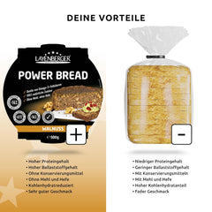 Layenberger Prower Bread Walnut, Eiweiß- Und Ballaststoffquelle, Ohne Konservierungsmittel, Ohne Hefe, Ohne Mehl, Mit 14G Protein Pro 100G, (1 X 500G) Mezcla para hornear y cocinar Naty Shop