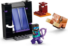 LEGO Minecraft Reise durch Nether and Endportal - Kinder Spielzeug mit Helden, Enderman and Baby Hoglin Figuren - Set mit Minecraft Figur - Gamer Geschenk für Jungen and Mädchen ab 7 Jahren - 21584