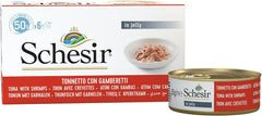 Jeleu de ton cu creveți pentru pisici, hrană umedă pentru pisici în jeleu, 8 x 6 conserve x 50 g