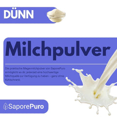 SaporePuro Leche Desnatada 1 kg - Alta Solubilidad Sin Gluten