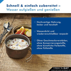 Trek'n Eat Pudín de sémola afrutado - Postre cremoso de sémola afrutado para actividades al aire libre, senderismo y suministros de emergencia | Budín de sémola preparado con agua, larga vida útil, sin aditivos