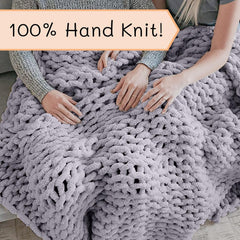 Manta de punto grueso, manta, 100% tejida a mano con hilo de chenilla jumbo (127 X 152,4 Cm, gris lila) Camas y Mantas Adyrescia