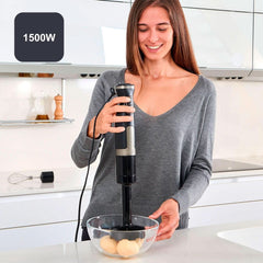 BLACK+DECKER Batidora de pie | BXHBA1500E | 1500 vatios | 20 velocidades | turbo | Edelstahl | Spritzchutz | Incluyendo Pürieraufsatz, Schneebesen, Zerkleinerer Und Messbecher Kitchen Naty Shop