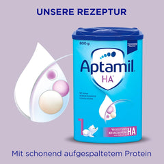 Aptamil HA 1 – Anfangsmilch von Geburt an, Mit DHA, Nur Lactose, Ohne Palmöl, Babynahrung, Milchpulver, 1x 800 g (Paquete con 4)