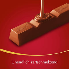 Chocolate Lindt | Barritas de chocolate con leche LINDOR, Oferta promocional | 100g | 4 barras de chocolate con leche LINDOR con relleno que se deshace en la boca | Palitos de chocolate (paquete de 3)