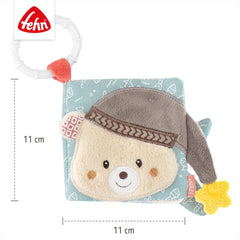 Fehn Soft picture book Bruno - carte moale pentru bebeluși din țesătură cu motive de animale - carte jucărie din țesătură de agățat pentru cărucioare și scaune auto pentru bebeluși - carte cu pocnitori pentru bebeluși și copii de la 0+ luni Jucarii Bebe Naty Shop