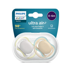 Suzete Philips Avent Ultra Air, pachet de 2 - Suzete cu bisfenol A pentru bebeluși cu vârsta cuprinsă între 0 și 6 luni (model SCF085/15) maro/verde