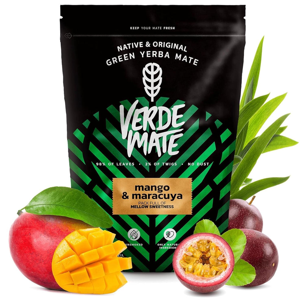 Verde Mate Green Mango & Maracuya 0,5Kg | Ceai de fructe Mate | Gustul exotic al ceaiului Mate | Puterea răcoririi | Stimulare naturală | Ceai Mate din Brazilia | 500 G