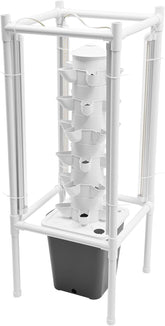 Kit de cultivo de torre hidropónica, 30 agujeros, 6 niveles, torre de plantación sin suelo, sistema hidropónico, torre aeropónica, jardín vertical, torre de fresas, sistema de cultivo hidropónico para hierbas, frutas y verduras (gris)
