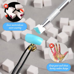 Eiito 100 Stück Weiche Nagelschwämme Für Ombre, Mit 2 Greifstift, Aura-Maniküre-Nagelkunst-Werkzeuge (Silber + Gold)