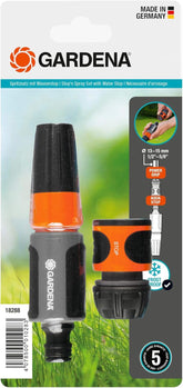 Set de pulverizare Gardena pentru furtunuri de 13 mm (1/2 inch) și 15 mm (5/8 inch): Set de pulverizare de curățare cu Aquastop pentru schimbarea rapidă a conexiunilor (18288-20)
