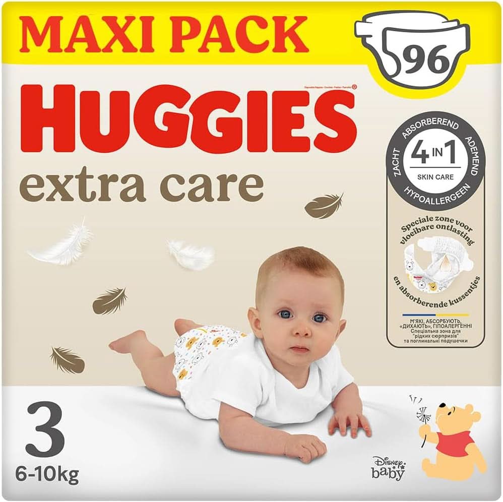 Pañales Huggies Extra Care, talla 3 (4-9 kg), paquete de 96 Madre e Hijo Naty Shop