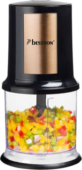 Bestron Elektrischer Multi-Zerkleinerer, Universalzerkleinerer Mit Zwei Schneidemessern & 500Ml Kapazität, Große Pulstaste, 400 Watt, Color: Kupfer Kitchen Naty Shop Kupfer